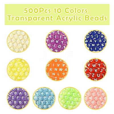 500Pcs 10 Colors Transparent Acrylic Beads TACR-FS0001-57-1