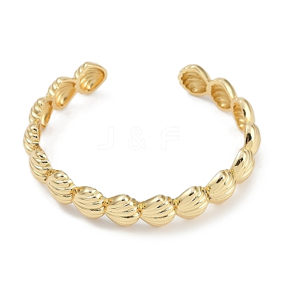 Shell Shape Rack Plating Brass Cuff Bangles for Women LS-BJEW-P341-05G-1