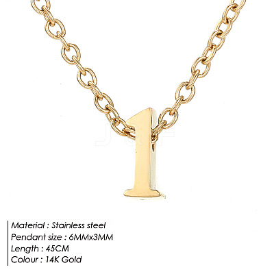 304 Stainless Steel Number Pendant Necklaces FS-WG6717D-09-1