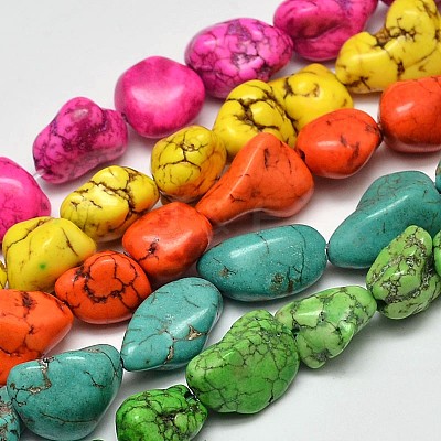 Dyed Nuggets Natural Howlite Beads Strands G-M139-M-A-1