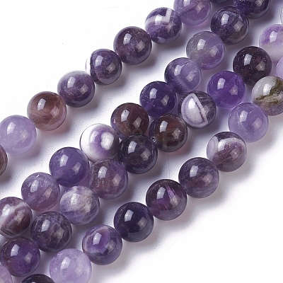 Natural Chevron Amethyst Beads Strands G-I222-10mm-01-1