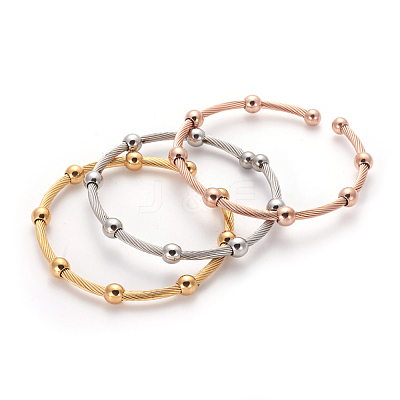 304 Stainless Steel Cuff Bangle Sets BJEW-L642-09-1