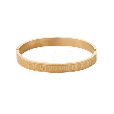 Roman Number Pattern 304 Stainless Steel Hinged Bangles for Couple FS-WG2D392-03-1