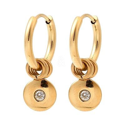 304 Stainless Steel Clear Cubic Zirconia Hoop Earrings for Women EJEW-K328-02G-1