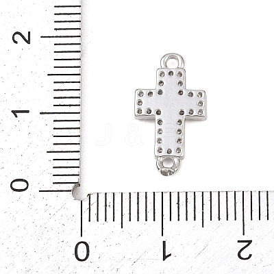 Cross Brass Micro Pave Clear Cubic Zirconia Connector Charms KK-P339-04P-1