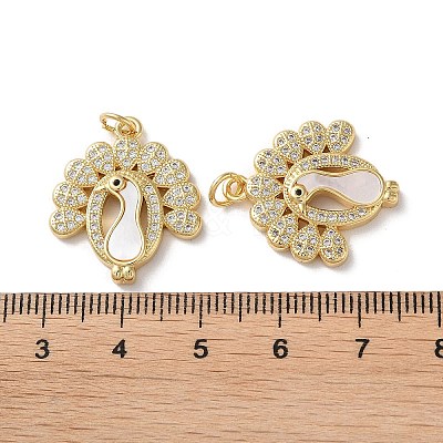 Brass Micro Pave Clear Cubic Zirconia Pendants KK-B083-33C-G-1