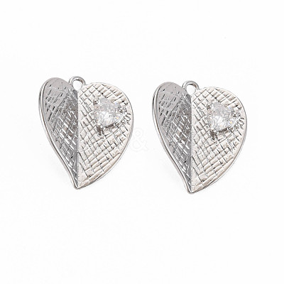Brass Micro Pave Clear Cubic Zirconia Pendants KK-S364-256-1