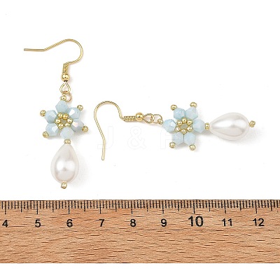 Anti-Tarnish Electroplate Bicone Glass Pearl Teardrop Beads Dangle Earrings EJEW-MZ00765-1