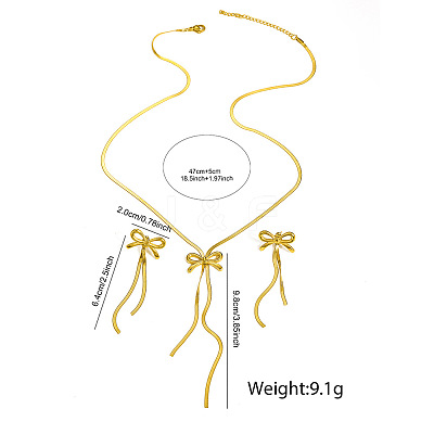 304 Stainless Steel Pendant Necklaces & Stud Earrings Sets for Women FS-WG7ECA2-01-1