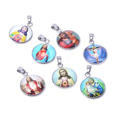 Jesus Theme Glass Pendants GLAA-R187-P-1