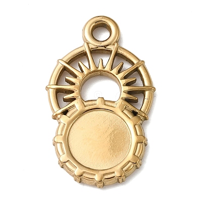 Sun 304 Stainless Steel Pendant Cabochon Setting STAS-P454-12G-1
