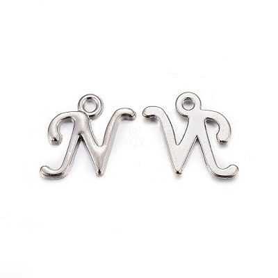 Platinum Plated Alloy Letter Pendants X-PALLOY-J718-01P-N-1