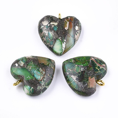 Synthetic Gold Line Regalite/Imperial Jasper/Sea Sediment Jasper Pendants G-T111-03B-1