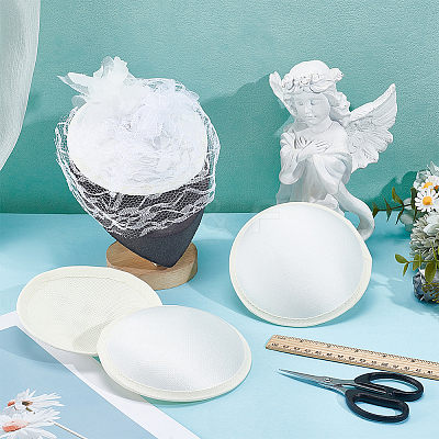 Satin Fabric with Polyester Flat Round Fascinator Hat Base for Millinery FIND-WH0173-320A-1