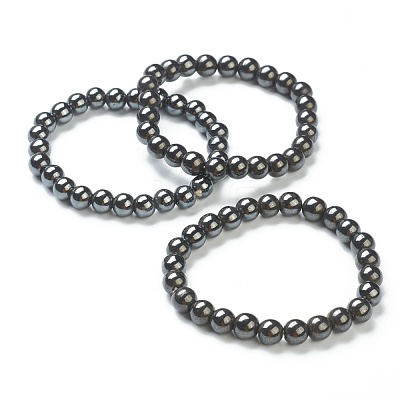 Synthetic Non-magnetic Hematite Beaded Stretch Bracelets BJEW-D446-C-22-1