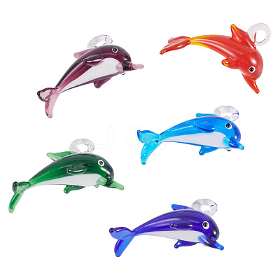 5Pcs 5 Colors Handmade Lampwork Pendants LAMP-TA0001-66-1