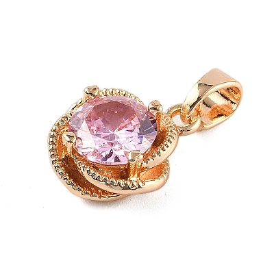Brass Pave Cubic Zirconia Pendants KK-E795-26KCG-01-1