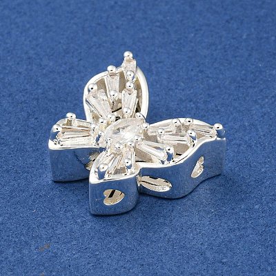 Brass Micro Pave Clear Cubic Zirconia Beads KK-Z057-08S-1