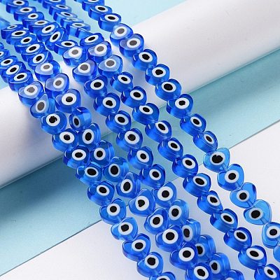 Handmade Evil Eye Lampwork Beads Strands LAMP-F023-B12-1
