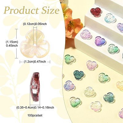 100Pcs 10 Colors Baking Paint Transparent Glass Bead Caps DGLA-FS0004-28-1