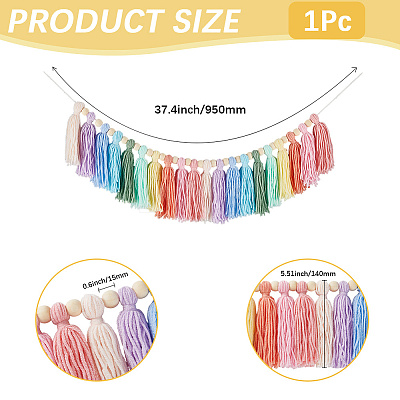 Cotton Tassel Hanging Wall Art Decorations HJEW-WH20003-20A-1