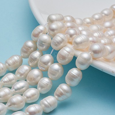Natural Cultured Freshwater Pearl Beads Strands Rice A23TR011-1
