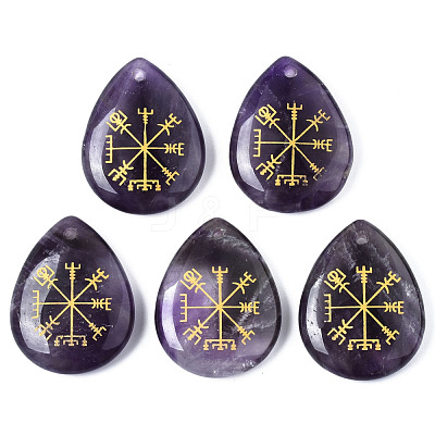 Natural Amethyst Pendants G-T122-72E-1