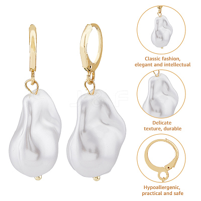 6 Pair 6 Style Natural Pearl Dangle Leverback Earrings EJEW-AN0003-56-1