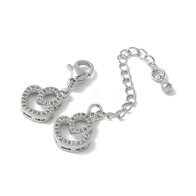 Brass Clear Cubic Zirconia Chain Extender KK-F893-14P-1