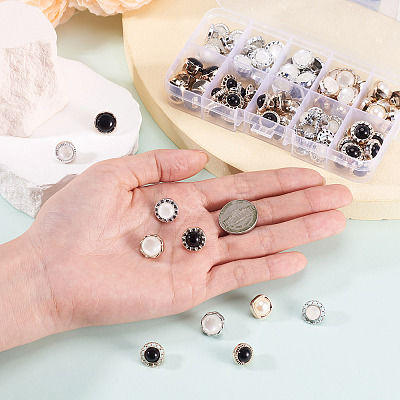 100Pcs 10 Styles 1-Hole Opaque Resin Shank Buttons BUTT-TA0001-58-1