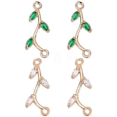 20Pcs 2 Colors Brass Micro Pave Cubic Zirconia Connector Charms KK-BBC0002-97-1