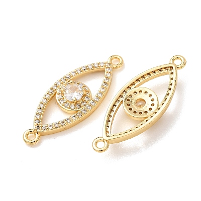 Brass Micro Pave Clear Cubic Zirconia Connector Charms CU-CBA4579-03G-F-1