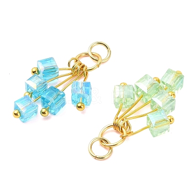 AB Color Plated Glass Pendants PALLOY-JF05735-1