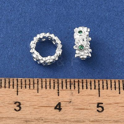 Silver Brass with Cubic Zirconia European Beads KK-B088-01B-01S-1