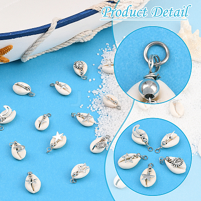 30Pcs Natural Cowrie Shell & Alloy Pendants FIND-SC0019-72-1