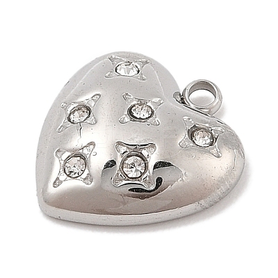 304 Stainless Steel Micro Pave Cubic Zirconia Pendants STAS-S131-15P-1