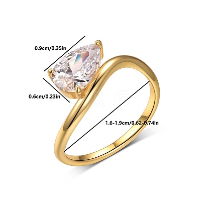 Brass Pave Single Cubic Zirconia Finger Rings for Women ZK8046-1-1