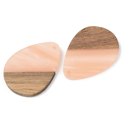 Opaque Resin & Walnut Wood Pendants RESI-S389-010A-C02-1