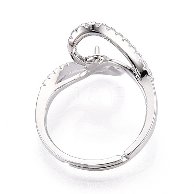 Brass Micro Pave Clear Cubic Zirconia Adjustable Ring Settings KK-T076-62P-1