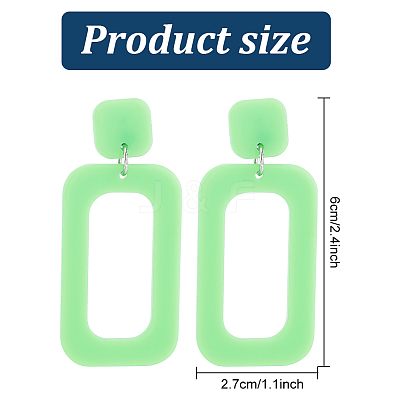 6 Pairs 6 Style Hollow Out Rectangle Acrylic Dangle Stud Earrings EJEW-AN0001-59-1