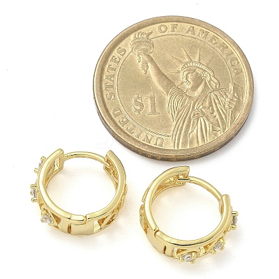 Brass Micro Pave Clear Cubic Zirconia Stud Earrings EJEW-C122-07G-1