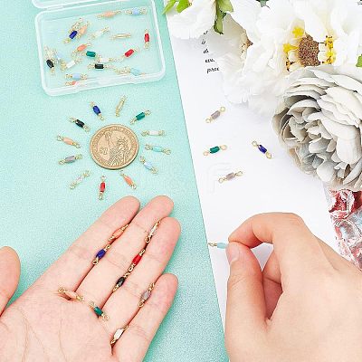 40pcs 10 colors Electroplated Glass Links Connectors KK-FH0003-10-1