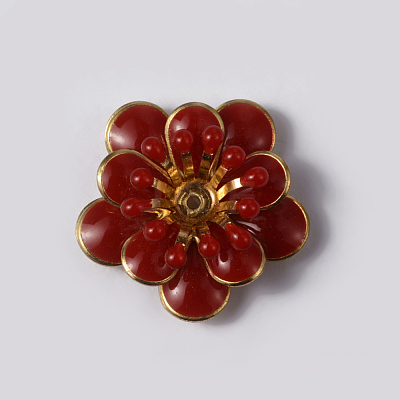 Flower Brass Enamel Cabochon Settings X-KK-K114-DM-G-1