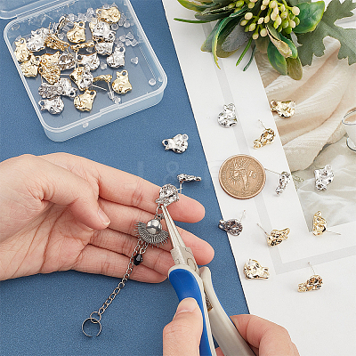 40Pcs 2 Color Alloy Stud Earring Findings FIND-DC0002-19-1
