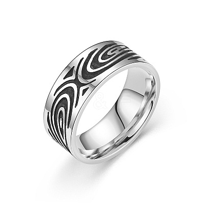 Retro 201 Stainless Steel Enamel Finger Rings for Men FS-WG366A7-10-1