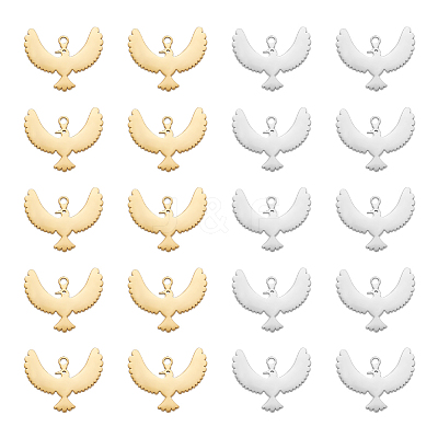 20Pcs 2 Colors 304 Stainless Steel Pendants STAS-UN0048-29-1