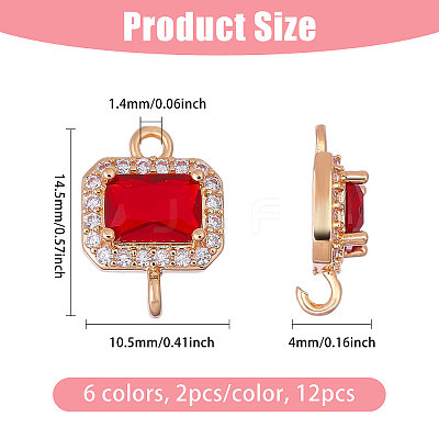 12Pcs 6 Colors Glass Connector Charms FIND-CA0010-64-1