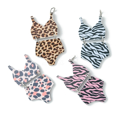 4Pcs 4 Styles Printed Acrylic Pendants MACR-FS0001-75-1