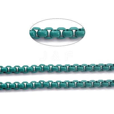 Eco-friendly Spray Painted Handmade Brass Box Chains KK-J276-17-P20-1