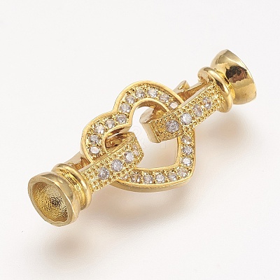 Brass Micro Pave Cubic Zirconia Fold Over Clasps LS-ZIRC-F047-18G-1